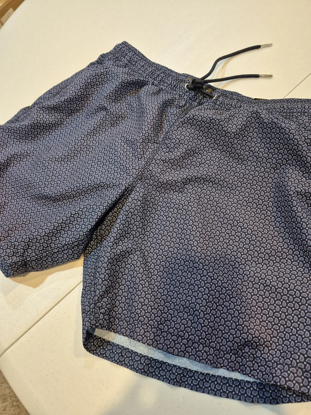 Slate & Stone Navy Paisley-Print Swim Trunks 4804